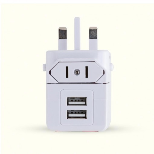 Adaptador de Tomada Universal Com USB Personalizado Para Brindes MG02044