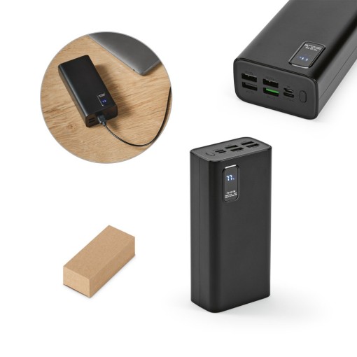 Bateria Portátil em ABS Reciclado e Lítio 30.000 mAh Personalizada MD97170