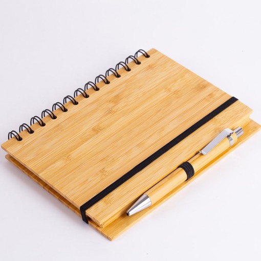 Caderno Com Caneta Em Bambu Personalizado MACAD390