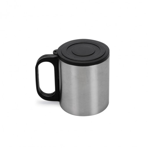 Caneca de Aço Inox 180 ml Com Tampa e Cabo Plástico MG07392