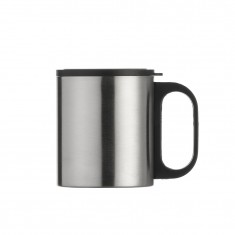 Caneca de Aço Inox 180 ml Com Tampa e Cabo Plástico MG07392