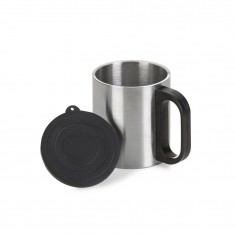 Caneca de Aço Inox 180 ml Com Tampa e Cabo Plástico MG07392