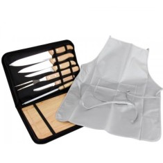 Kit Conjunto Para Churrasco em Bambu Com Avental MG12089