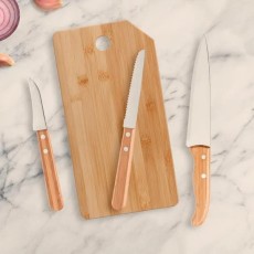 Kit Cozinha com Tábua, Faca Fruta e Faca Legumes Personalizado