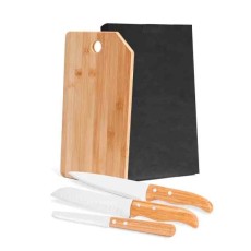 Kit Cozinha em Bambu com Tábua e Faca Santoku Personalizado