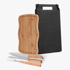 Kit para Churrasco / Cozinha em Bambu / Inox Personalizado com Logo