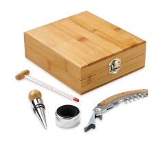 Kit Para Vinho Com Caixa de Madeira Personalizado MD94190